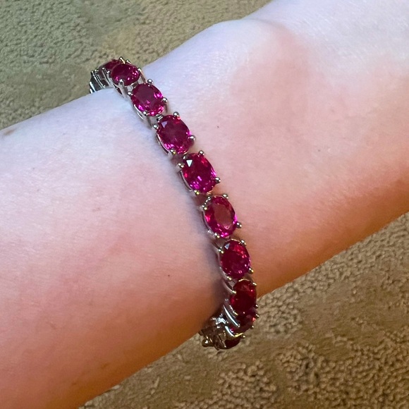 Ruby tennis bracelet sterling silver